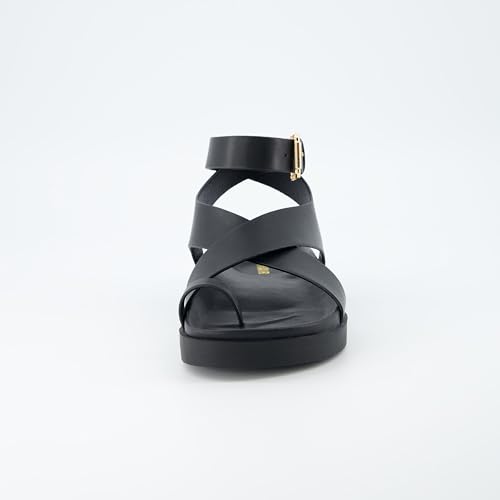 Entry Womens Ankle Wrap Molded Footbed Sandal with Adjustable Strap | Non-Slip Outsole | Womens Platform Sandals | Comfortable