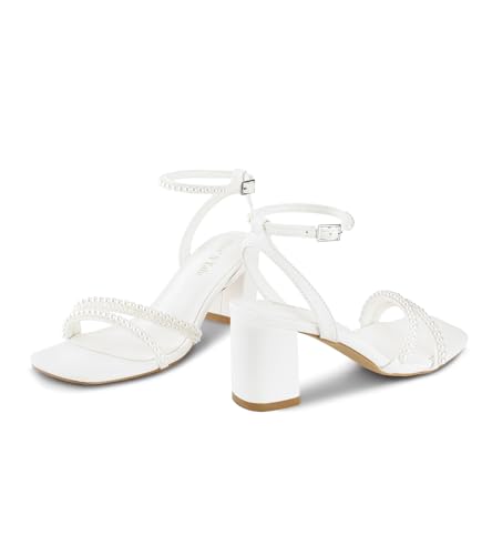 Strappy Heels for Women Square Toe Chunky Block Heels Ankle Buckle Heeled Sandals