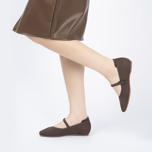 Mary Jane Flat Shoes for Women with Arch Support and Concealed Low Wedge Heel, Comfortable Women Square Toe Ballet Flats Knit