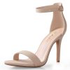 High Heels for Women 4 Inches, Black Nude Gold Stiletto Heels Open Toe Ankle Strap Heeled Sandals for Dressy Wedding Party