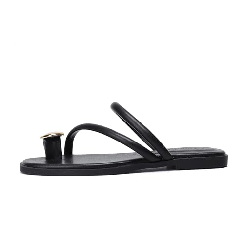 Women's Toe Ring Thong Sandals Open Toe Slide Flat Sandals Casual Summer Flip Flop Flat Sandals