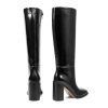Knee High Boots Women Almond Toe Chunky Boots for Women Tall Boots with Full Side Zipper High Heel Long Boots