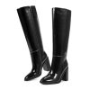 Knee High Boots Women Almond Toe Chunky Boots for Women Tall Boots with Full Side Zipper High Heel Long Boots