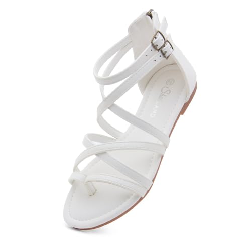 Gladiator Sandals for Women – Strappy Flat Sandals with Ankle Strap & Back Zipper | Fisherman Thong Strappy Style for Walking, &