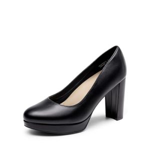 Women's Pumps Closed Round Toe Chunky High Heels Platform Work Comfortable Dress Shoes for Women