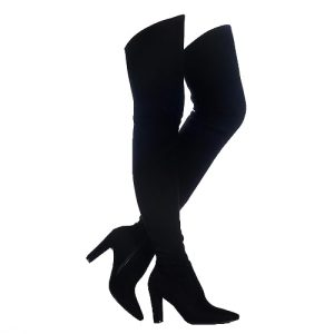 Women Stretch Suede Chunky Heel Over The Knee Boots Thigh High for Women