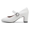 Unisex Men's Women's Mary Jane Shoes Block Heel Round Toe Buckle Mid High Dress Pumps