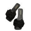 Women's Bow Square Toe Flat Sandals Summer Slides Slip On Sandals