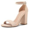 Women's Chunky Block Heels Open Toe Ankle Strap 3.5 Inch Heeled Sandals