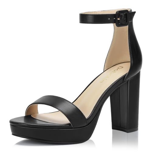 Platform Heels for Women 4-Inch Ankle Strap Open Toe Sandals Wedding Party Dress Shoes Wide Feet Friendly