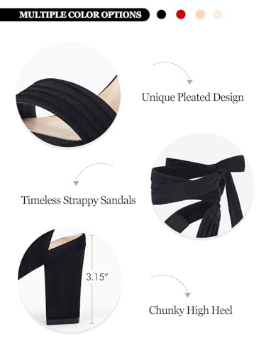 Womens Strappy High Heels Chunky Heeled Sandals Bow Tie Lace Up Open Toe Pumps Dress Wedding Comfortable Shoes