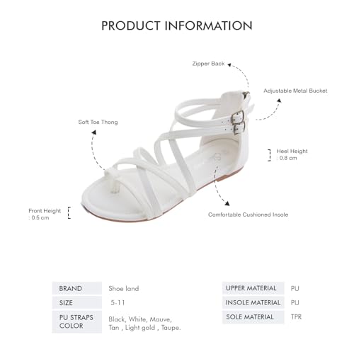 Gladiator Sandals for Women – Strappy Flat Sandals with Ankle Strap & Back Zipper | Fisherman Thong Strappy Style for Walking, &