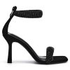 Women's One Strap Heeled Sandals Square Open Toe Stiletto Heels Ankle Buckle Strap Summer Pump Shoes