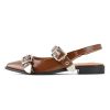 Women's Buckle Ballet Flats Pointed Closed Toe Slingback Shoes with Low Heel Comfortable Dress Flats