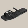 Women's Flat Sandals Strappy Square Open Toe Slide Sandals Dressy Comfortable Wide Feet Friendly