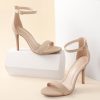 High Heels for Women 4 Inches, Black Nude Gold Stiletto Heels Open Toe Ankle Strap Heeled Sandals for Dressy Wedding Party