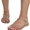 Women's Metallic Strappy Flat Sandals Open Toe Dressy Summer Beach Thong Slides