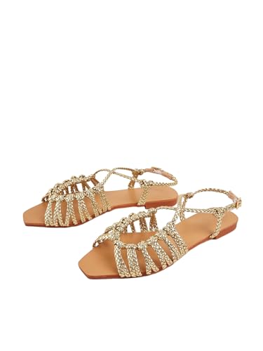 Women's Metallic Braided Slingback Sandals Casual Strappy Sandals