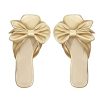 Women's Bow Flat Sandals Dressy Square Open Toe Sandals Comfortable Slip On Slide Sandals