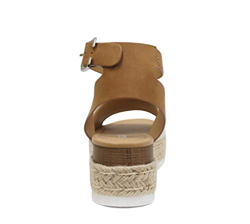 Topic Open Toe Buckle Ankle Strap Espadrilles Flatform Wedge Casual Sandal