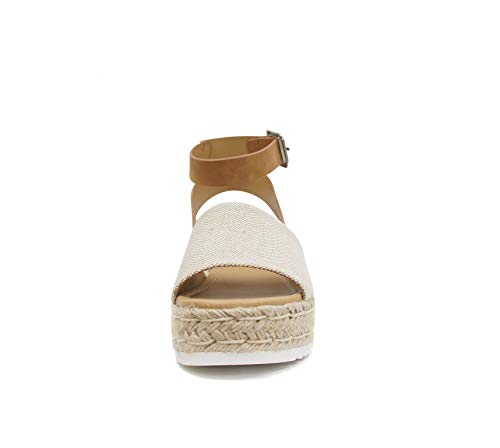 Topic Open Toe Buckle Ankle Strap Espadrilles Flatform Wedge Casual Sandal