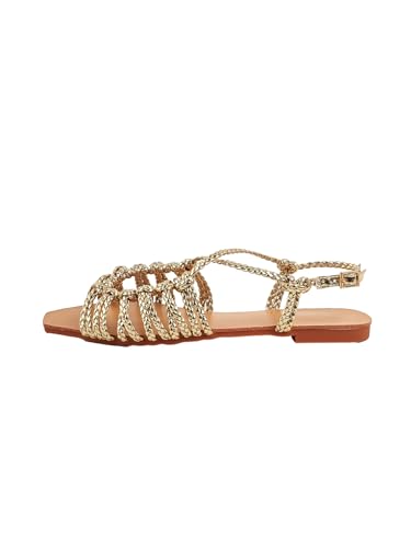 Women's Metallic Braided Slingback Sandals Casual Strappy Sandals