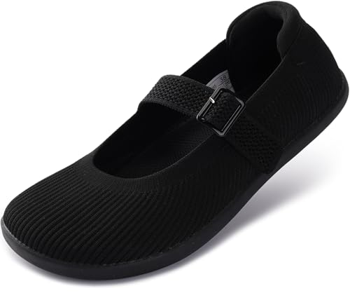 Womens Wide Toe Box Barefoot Mary Jane Flats + Zero Drop