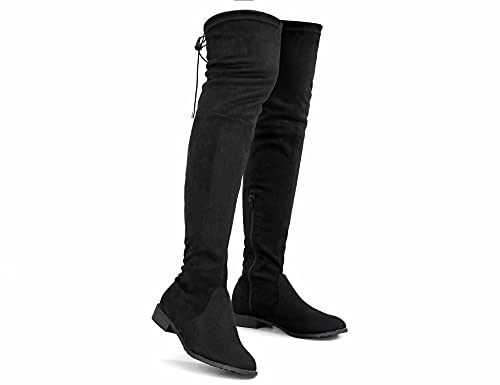 Women's Over Knee High Boots Warm Winter Long Boot with Side Zipper Back Lace Fashion Thigh High Boots