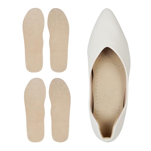 2 Pairs Pigskin Sockless Insoles|Barefoot Cushion Pads|Absorbs Sweat & Controls Odor|Wear Without Socks|Extra Thin Dress Shoes