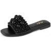 Black White Sandals Women Flat Sandals Comfortable Womens Slide Sandals Fashion Flat Sandals for Women 2025 Summer
