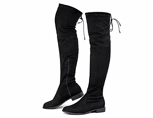 Women's Over Knee High Boots Warm Winter Long Boot with Side Zipper Back Lace Fashion Thigh High Boots