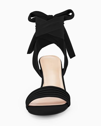 Womens Strappy High Heels Chunky Heeled Sandals Bow Tie Lace Up Open Toe Pumps Dress Wedding Comfortable Shoes