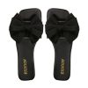 Women's Bow Square Toe Flat Sandals Summer Slides Slip On Sandals