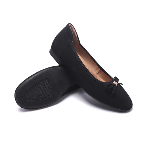 Women's Comfortable Ballet Flats Round Toe Flat Shoes for Women Bow Dressy Flats Shoes with Arch Support Insole