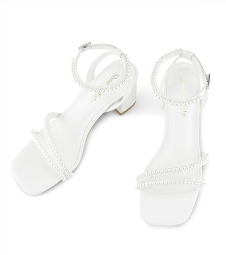 Strappy Heels for Women Square Toe Chunky Block Heels Ankle Buckle Heeled Sandals