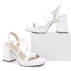 Women Chunky Platform Heels: 3.9 Inch High Heel Prom, Wedding, Party, Square Open Toe Heeled Sandals, Strappy Comfortable Sexy