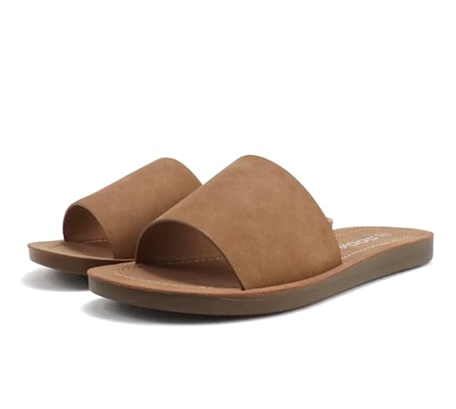 Shoes Efron-S Women Flip Flops Basic Plain Slippers Slip On Sandals Slides Casual Peep Toe Beach