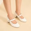 Unisex Men's Women's Mary Jane Shoes Block Heel Round Toe Buckle Mid High Dress Pumps