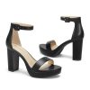 Platform Heels for Women 4-Inch Ankle Strap Open Toe Sandals Wedding Party Dress Shoes Wide Feet Friendly