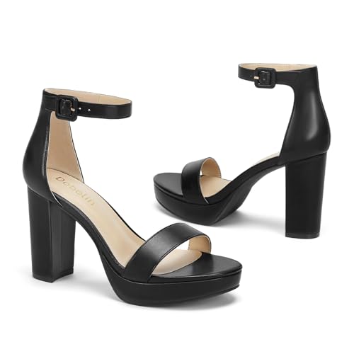 Platform Heels for Women 4-Inch Ankle Strap Open Toe Sandals Wedding Party Dress Shoes Wide Feet Friendly