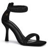 Women's One Strap Heeled Sandals Square Open Toe Stiletto Heels Ankle Buckle Strap Summer Pump Shoes