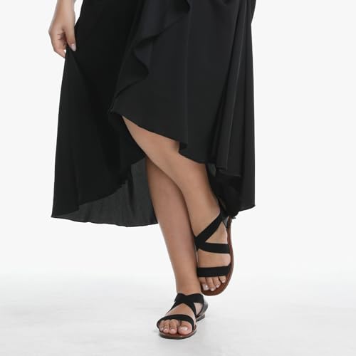 Wide Width Elastic Flat Sandals Open Toe Women Sandals Dressy Work Sandals