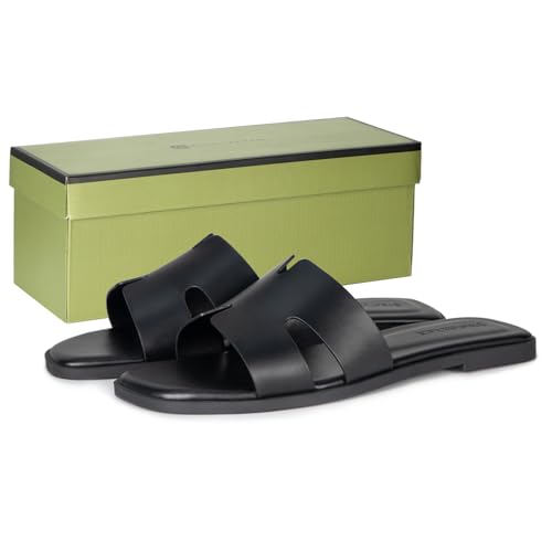 Open Toe Flat Dress Sandals Womens Slide Comfortable Summer Black, White, Tan Sandals for Women