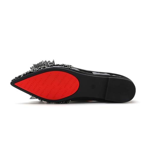 Flats Shoes Women Rhinestone Wedding Flats Comfort Pointed Toe Ballet Flat Shoe Low Heel Dress Shoes Sparkly Flats for Women