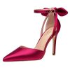 Heels for Women Closed Pointed Toe Heels Women's Pumps Stiletto High Shoes with Bow Knot Comfortable Ankle Strap Office Party