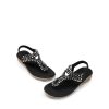 Women's Comfortable Dressy Flat Sandals Rhinestone Elastic T-Strap Thong Sandals for Summer Beach