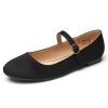 Mary Jane Flats for Women Leather Ballet Flats Shoes Round Toe Comfy Dressy Casual Work Flats with Ankle Strap
