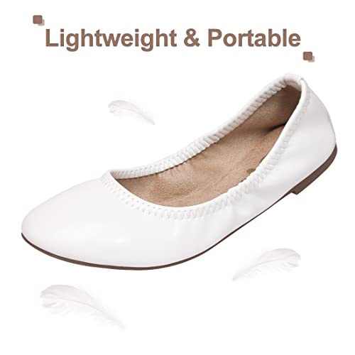 Women's Ballet Flats Round Toe Slip On Flats Shoes Casual Dress Shoes Foldable Portable Travel Ballet Flat