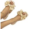 Women's Bow Flat Sandals Dressy Square Open Toe Sandals Comfortable Slip On Slide Sandals