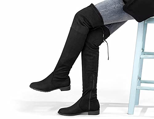 Women's Over Knee High Boots Warm Winter Long Boot with Side Zipper Back Lace Fashion Thigh High Boots